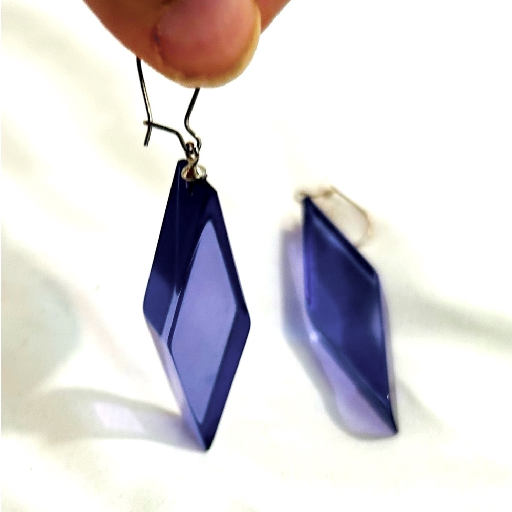 Purple Geometric Dangle Earrings